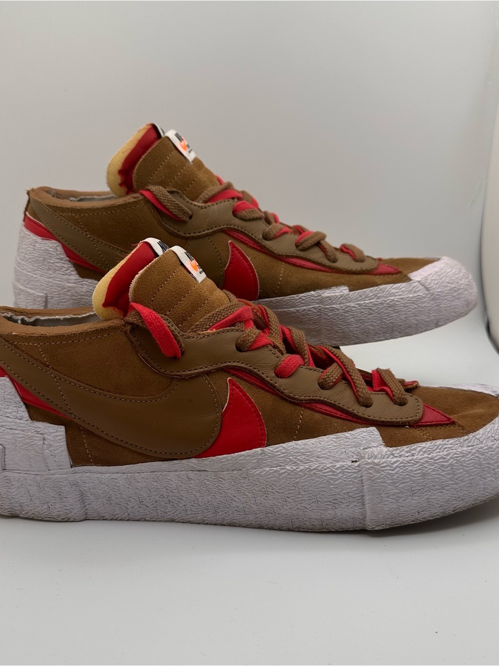 Nike x Sacai Blazer Low Sneakers British Tan University Red